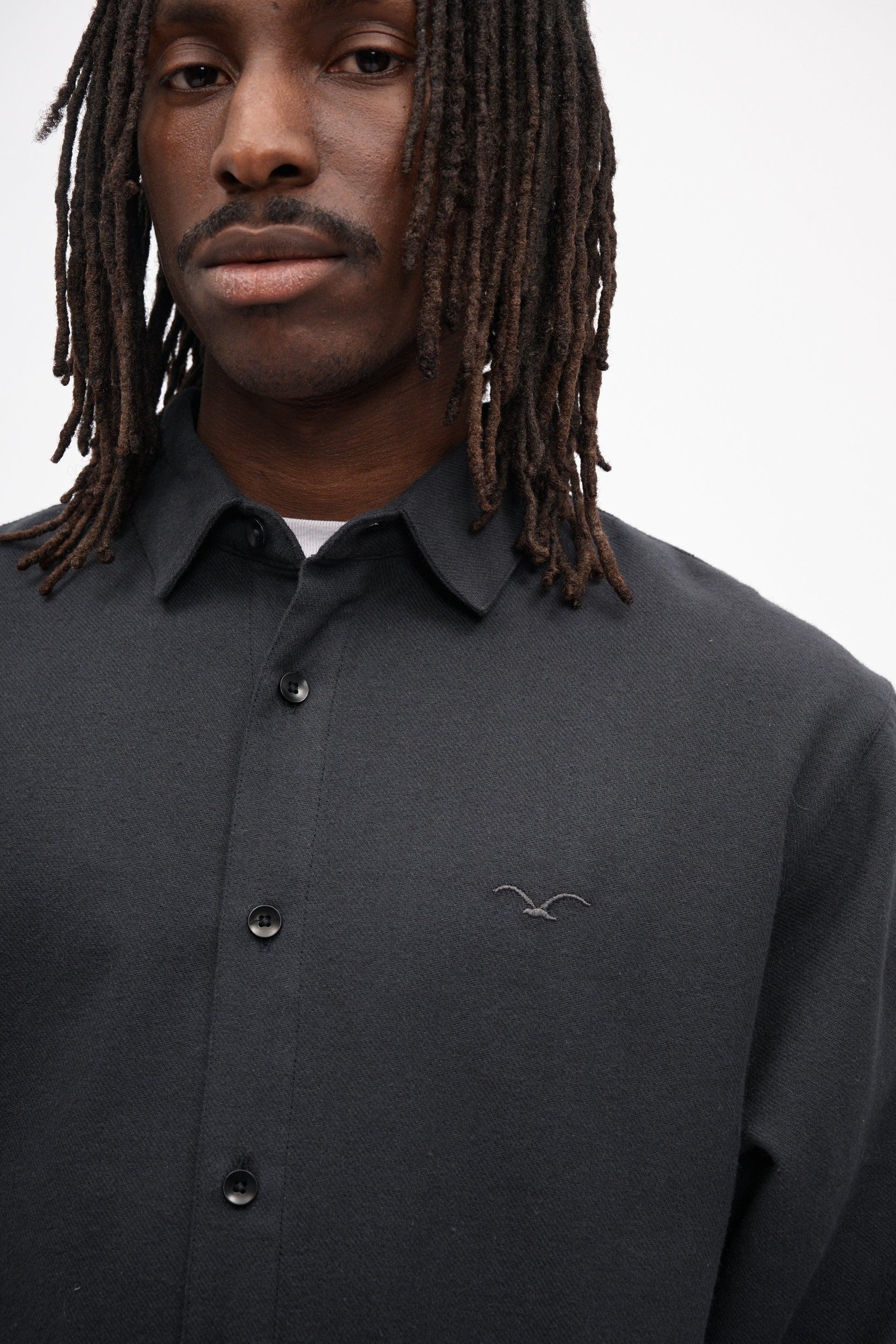 Cleptomanicx Blue Graphite Flannel Ligull Shirt Hemd Herren dunkelgrau